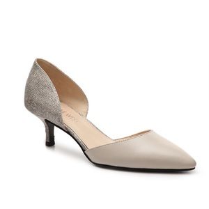 Nine West - Selena cream and snake embossed d’orsay pumps heels shoes - size 7